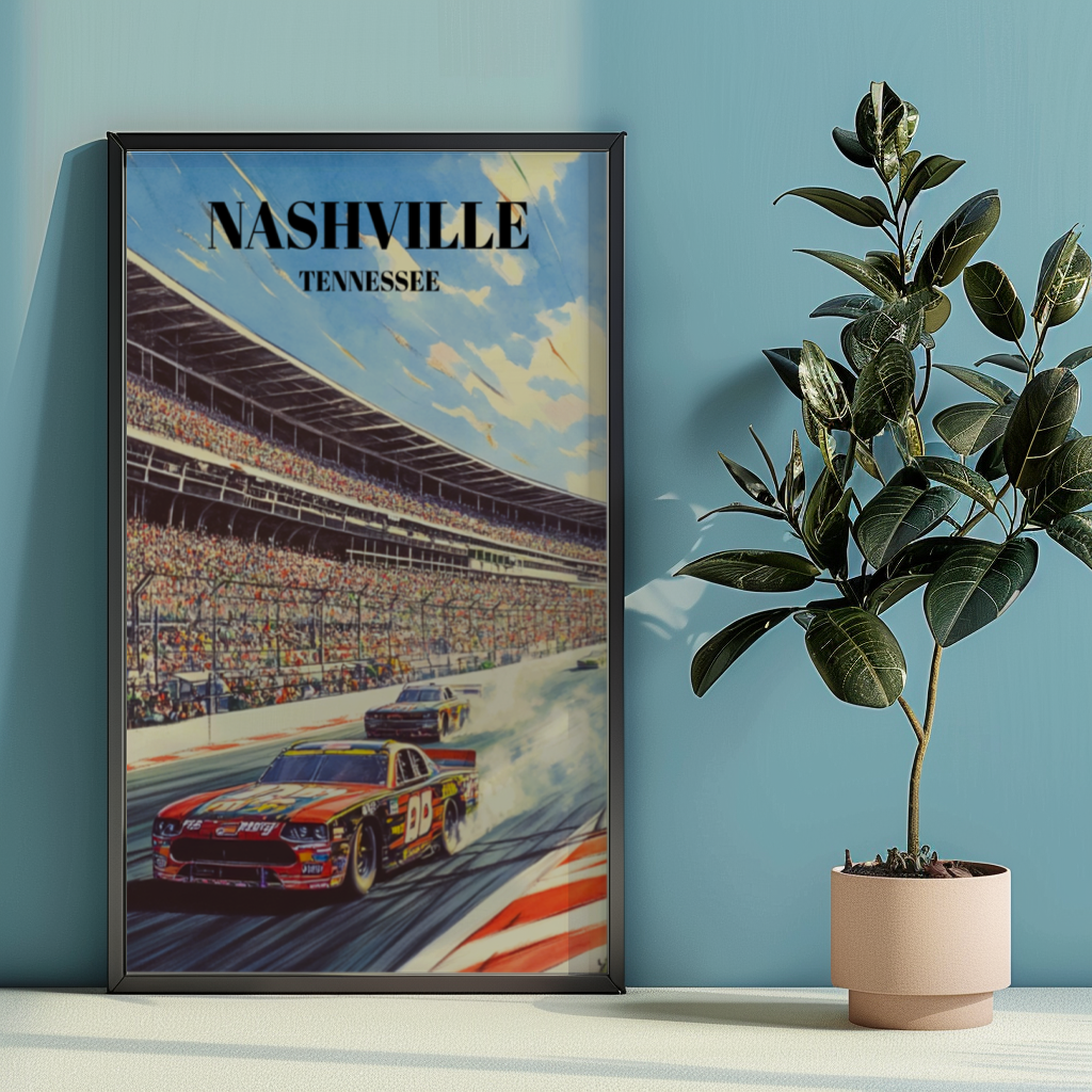 Nashville, Tennessee Superspeedway Travel Poster - Racing Wall Art, Motorsports Decor