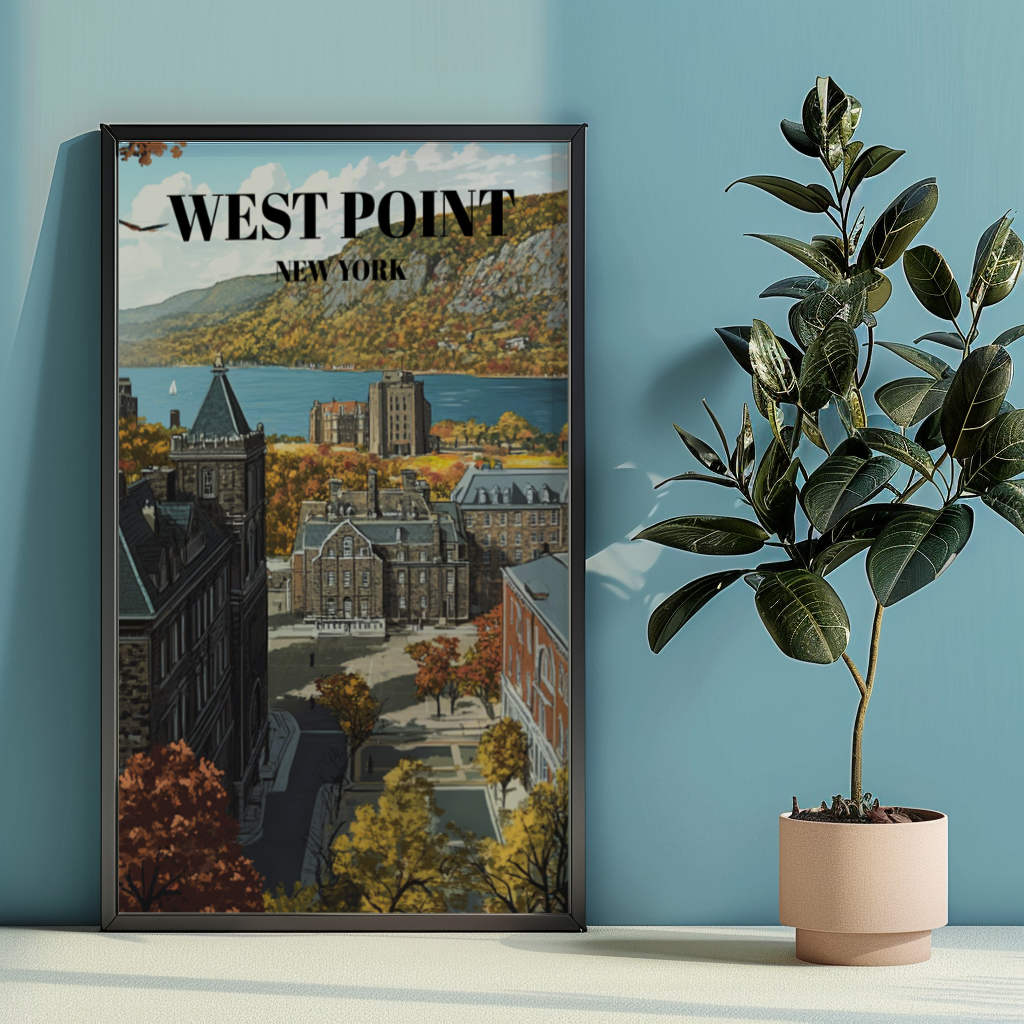 West Point New York Travel Poster, U.S. Military Academy Wall Art