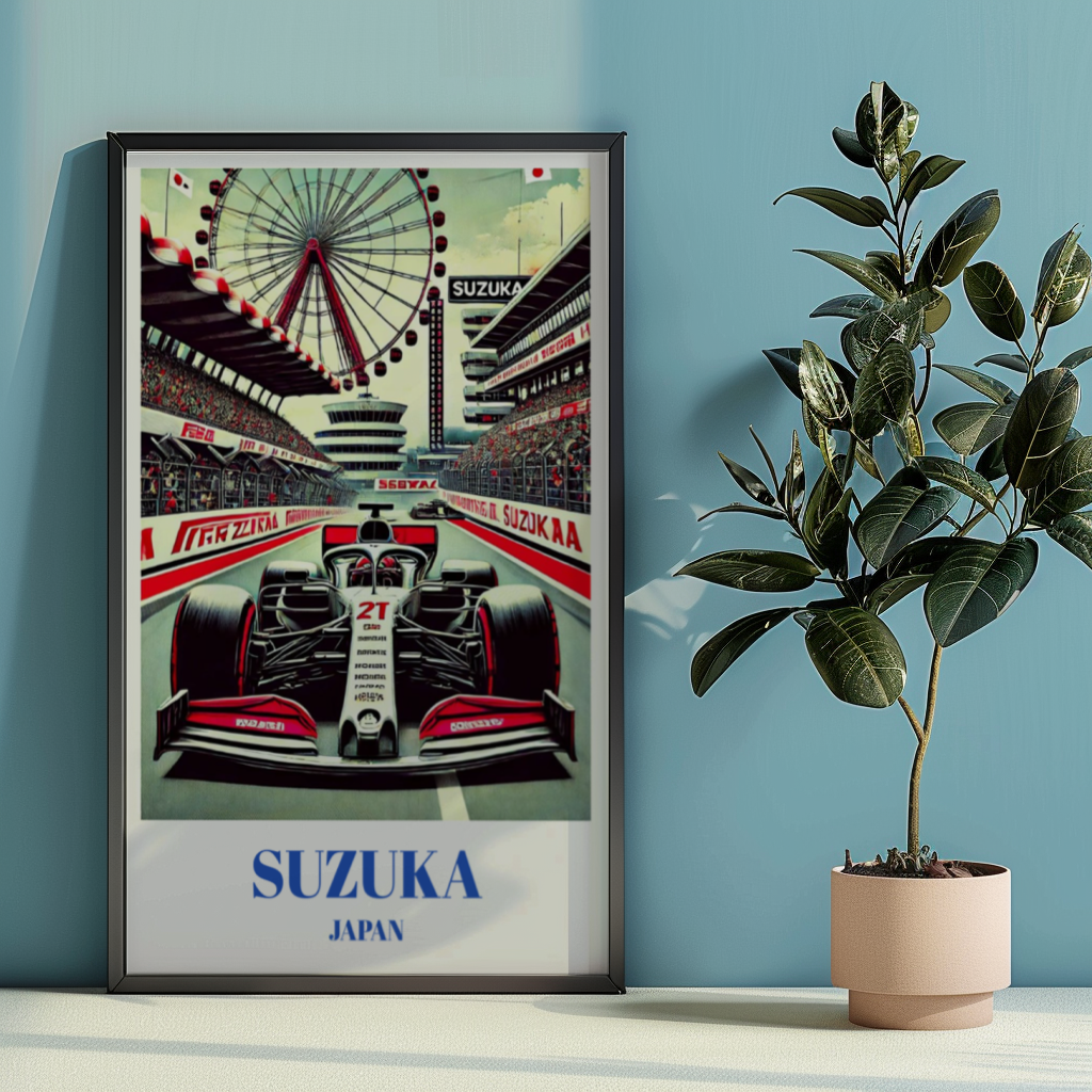 Japanese Grand Prix Travel Poster, Suzuka Circuit F1 Wall Art, Racing Decor