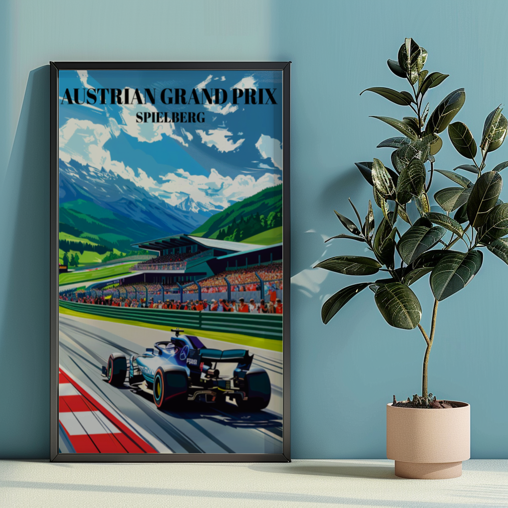 Austrian Grand Prix Spielberg Travel Poster, Formula 1 Racing Circuit Art Print