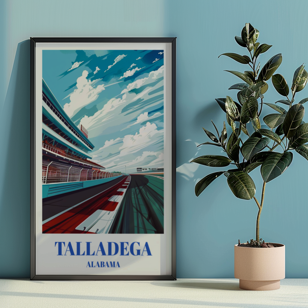 Talladega Superspeedway Travel Poster, NASCAR Racing Art Print