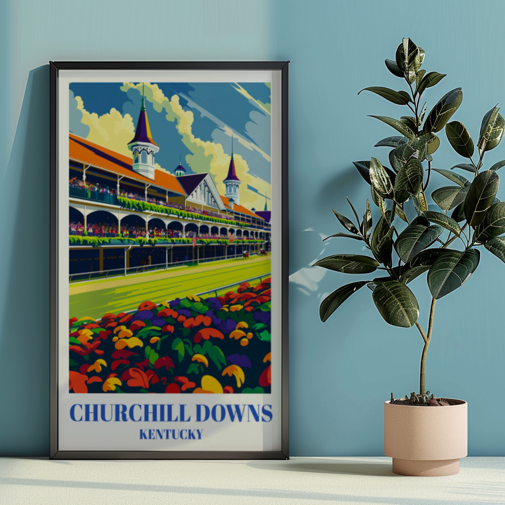 Travel Poster of Churchill Downs, Louisville, Kentucky, Horse Racing Art Print