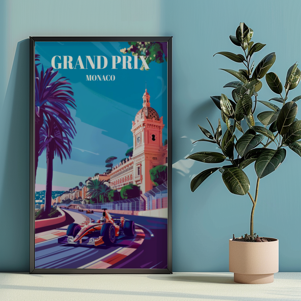Exciting Grand Prix Monaco Travel Poster, Iconic Formula 1 Racing Art Print