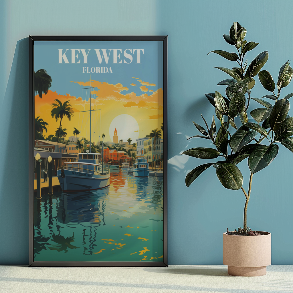 Key West Travel Print Wall Art, Key West Wall Travel Poster