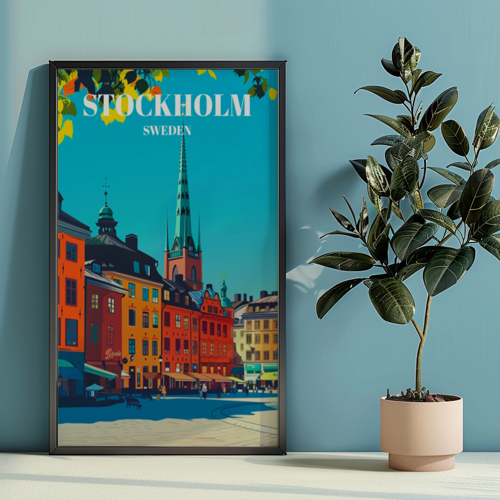 Travel Poster of Gamla Stan (Old Town) Stockholm, Sweden