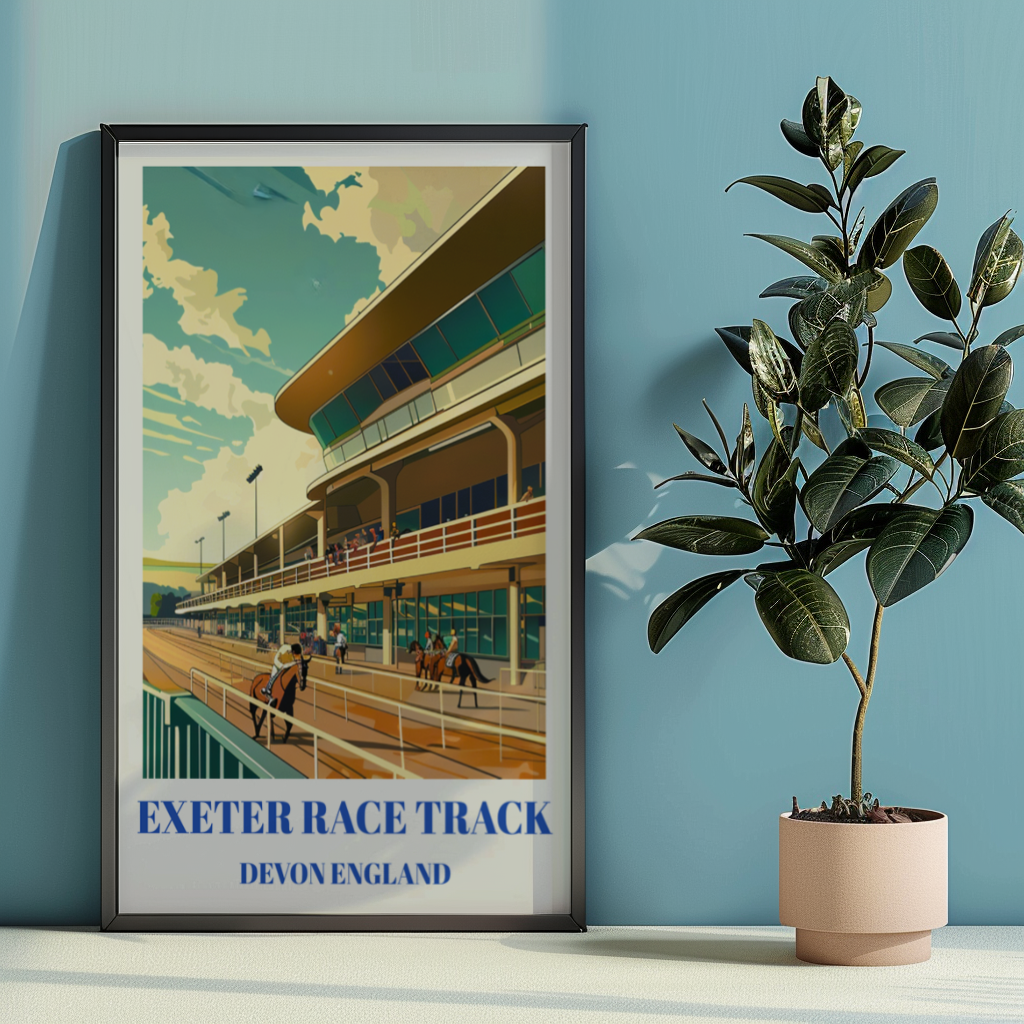 Exeter Horse Racing Track Poster, Devon, England Wall Art