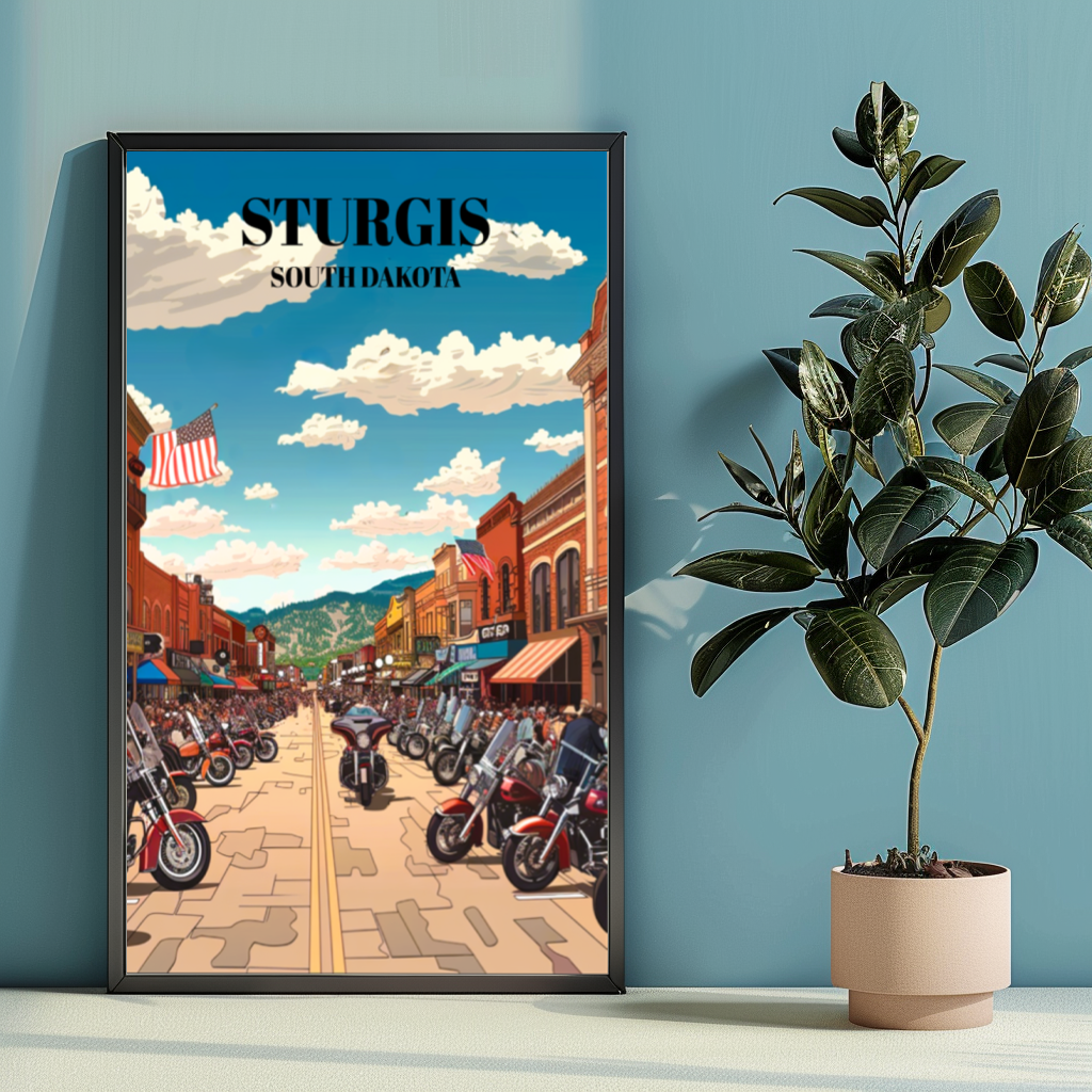 Sturgis South Dakota Bike Week Travel Poster: Motorcycle Rally Art Print