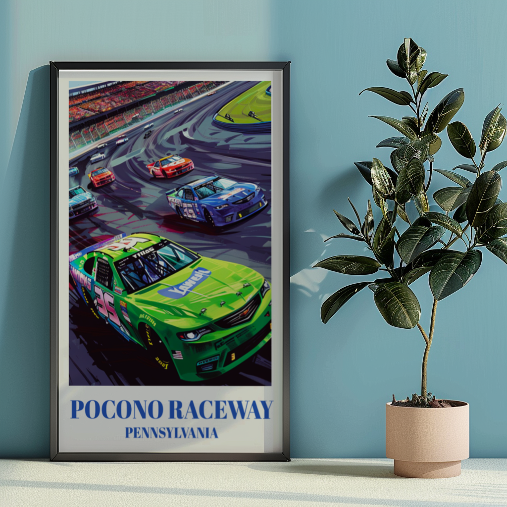 Pocono Raceway NASCAR Race Track Travel Poster,