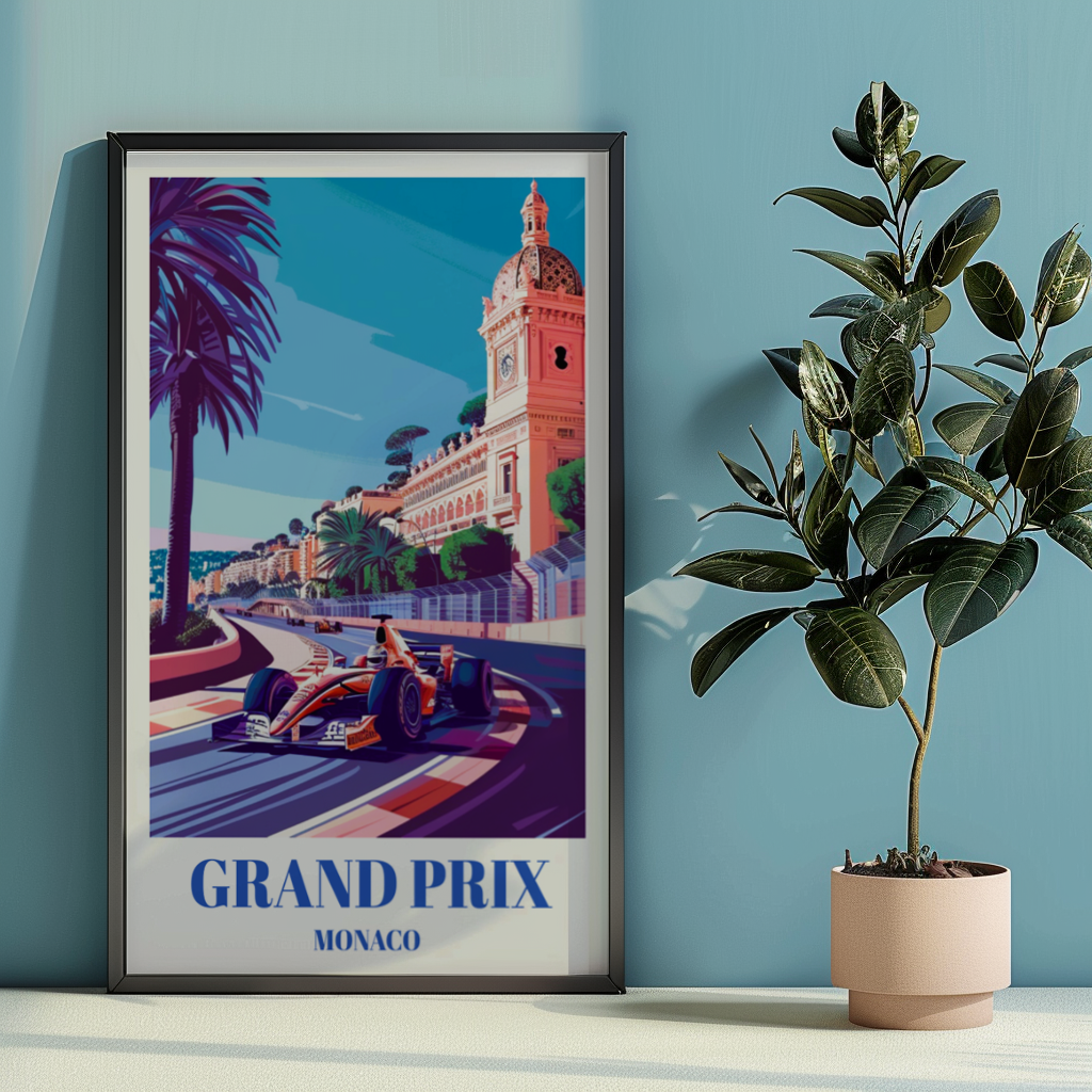 Grand Prix Monaco Travel Poster, Iconic Formula 1 Racing Art Print