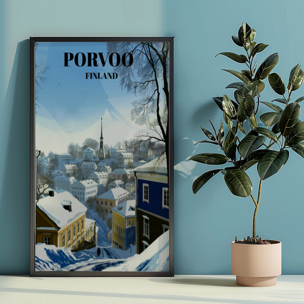 Porvoo, Finland, Charming Travel Poster Featuring Old Town