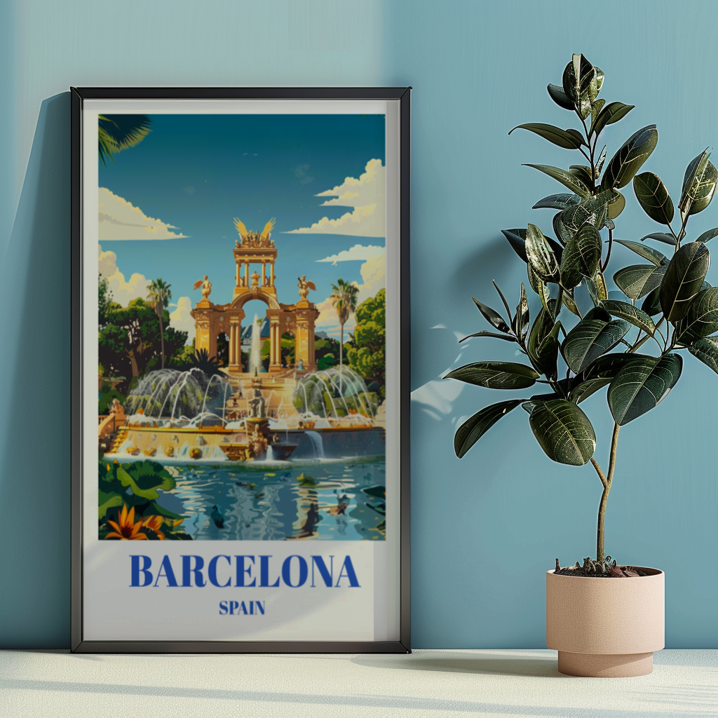 Stunning Parc de la Ciutadella Travel Poster - Barcelona Spain City Park Print Wall Art