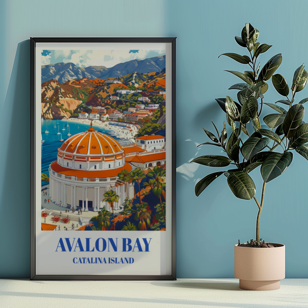 Stunning Avalon Bay, Catalina Island Travel Poster, Art Print of Catalina Island