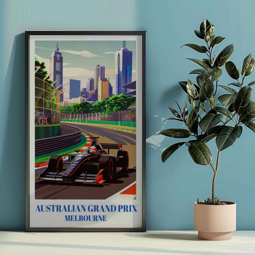 Australian Grand Prix Melbourne Travel Poster, Formula 1 Wall Art Print