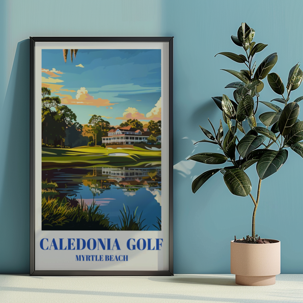 Myrtle Beach South Carolina Golf Course Travel Poster, Coastal Wall Art Decor Print