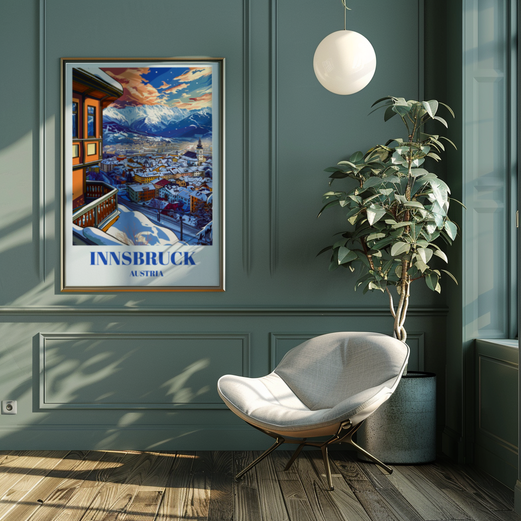 Travel Poster of Innsbruck, Austria - Alpine Charm, Old Town Architecture