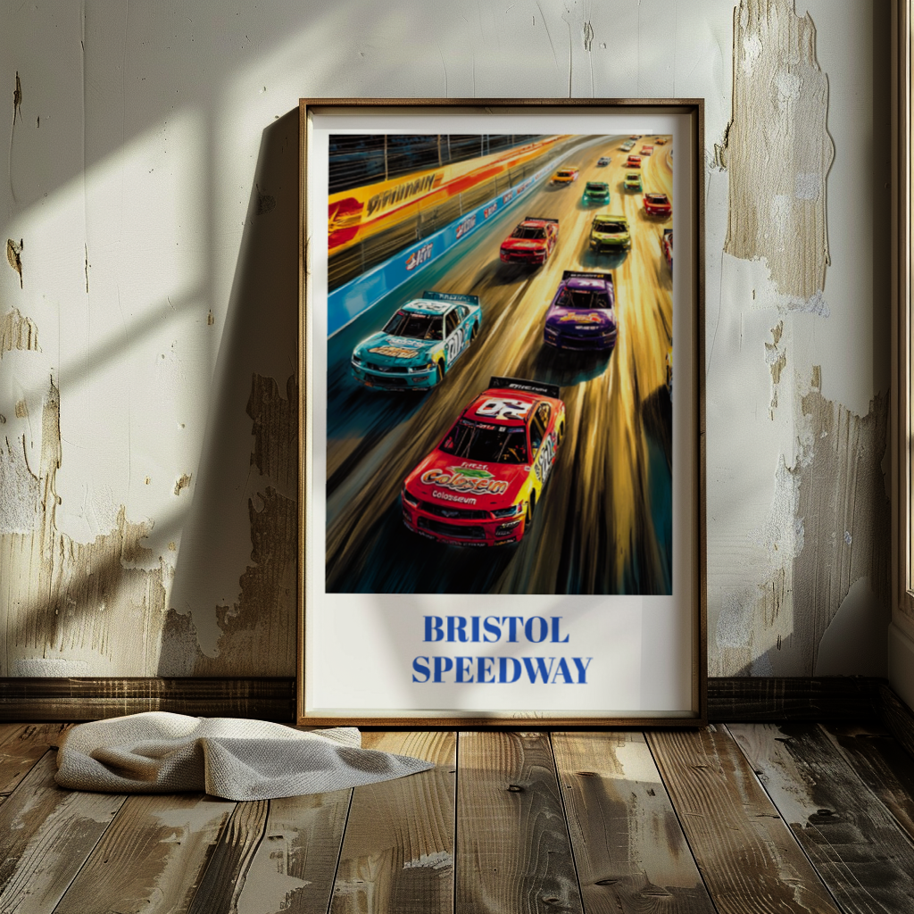 Bristol Motor Speedway Travel Poster, NASCAR Racing Art Print, Bristol, Tennessee Wall Decor,