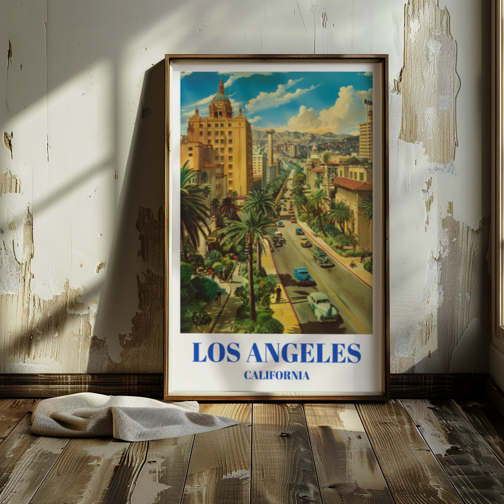 1940s Los Angeles Travel Poster, Retro California Wall Art Print