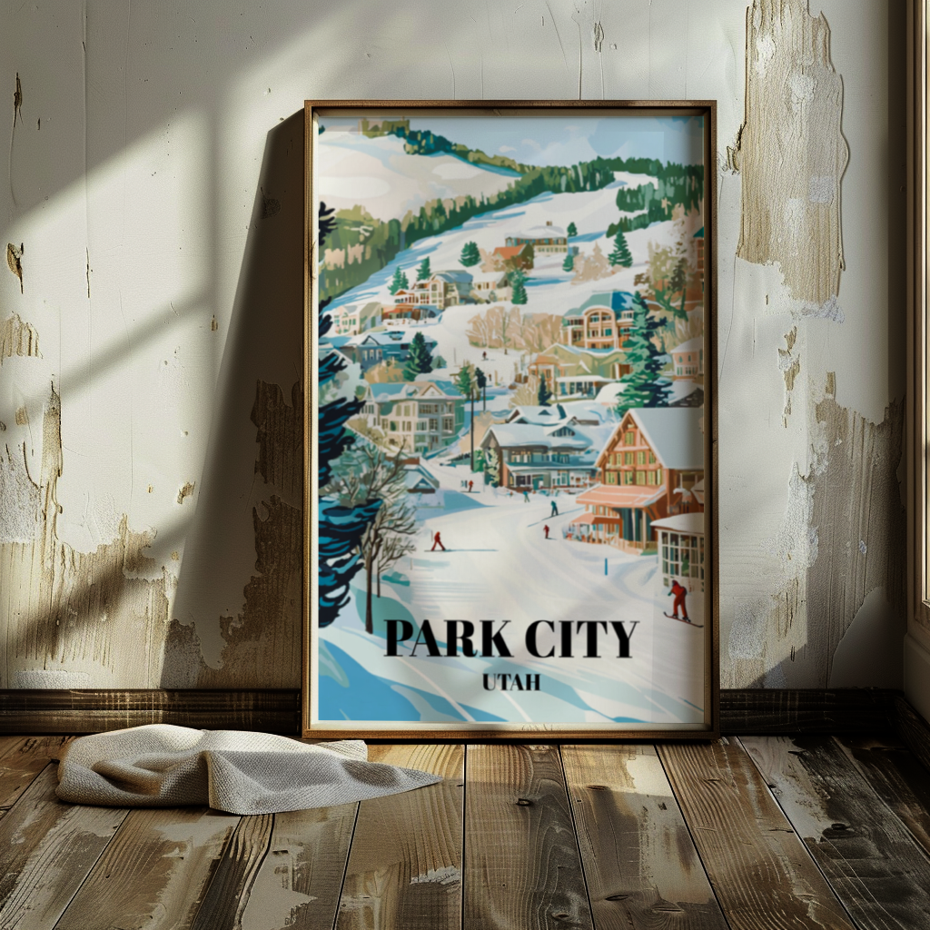 Park City Utah Travel Poster, Ski Resort Wall Art Print