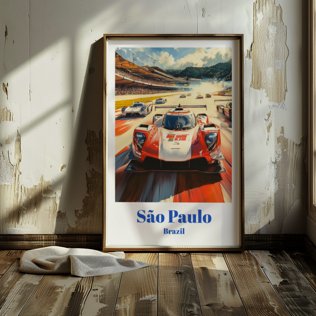 6 Hours of São Paulo Travel Poster Interlagos Circuit Brazil Wall Art