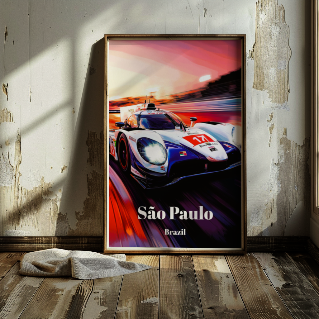 6 Hours of São Paulo Interlagos Circuit Travel Poster, Brazil Motorsport Racing