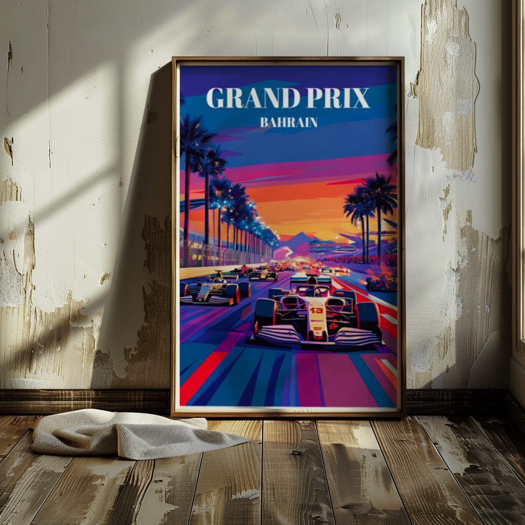Bahrain Grand Prix Travel Poster, Formula 1 Art Print