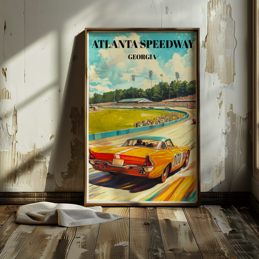 Atlanta Speedway Travel Poster, Racing Art Print, Georgia NASCAR Memorabilia