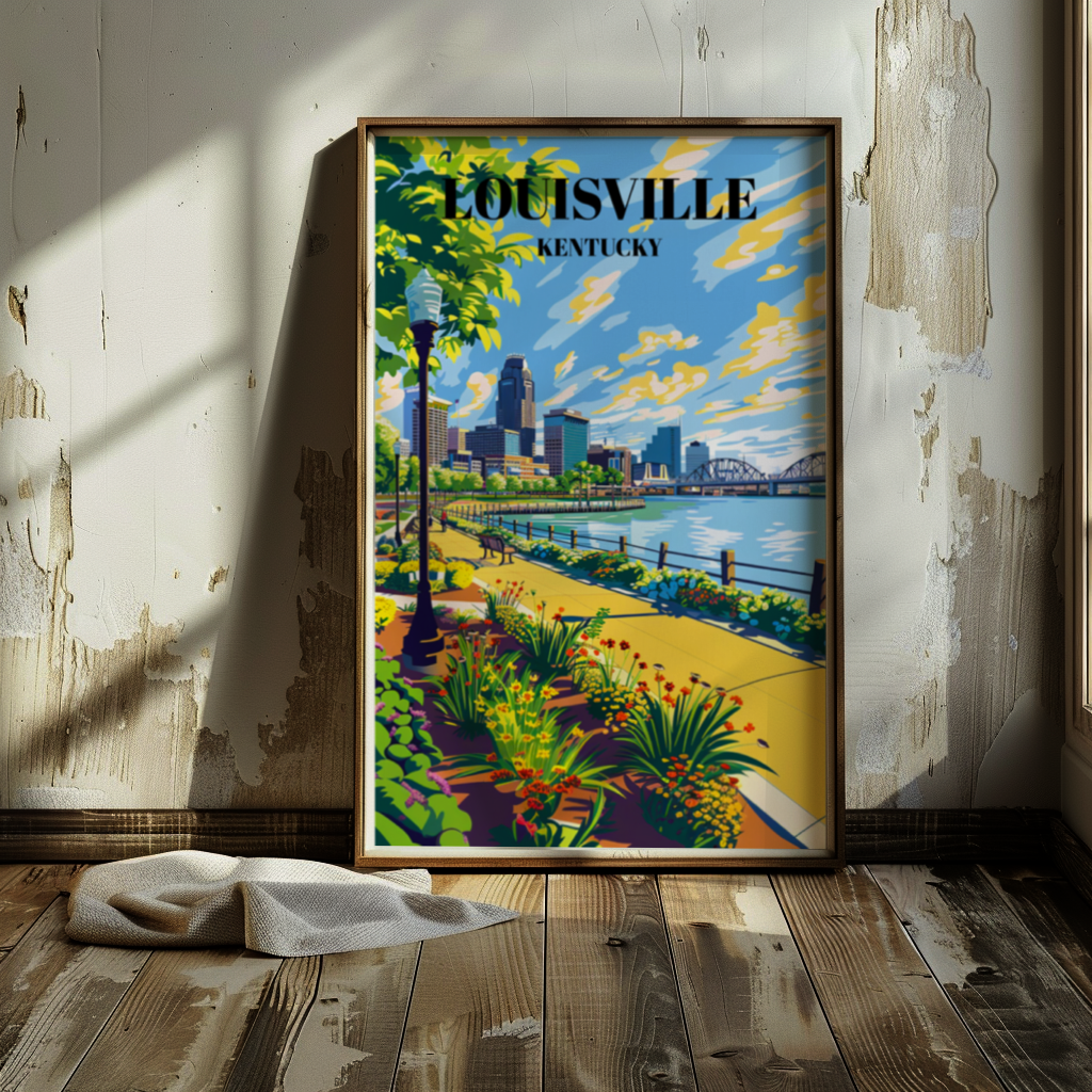 Serene Waterfront Park Louisville Kentucky Travel Poster