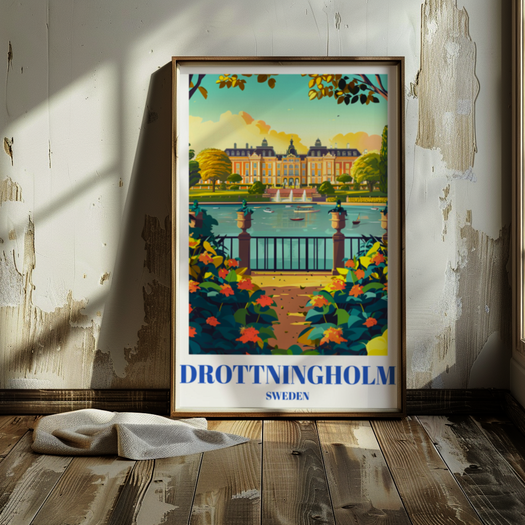 Travel Poster of Drottningholm Palace, Sweden - Historic Royal Residence Art Print