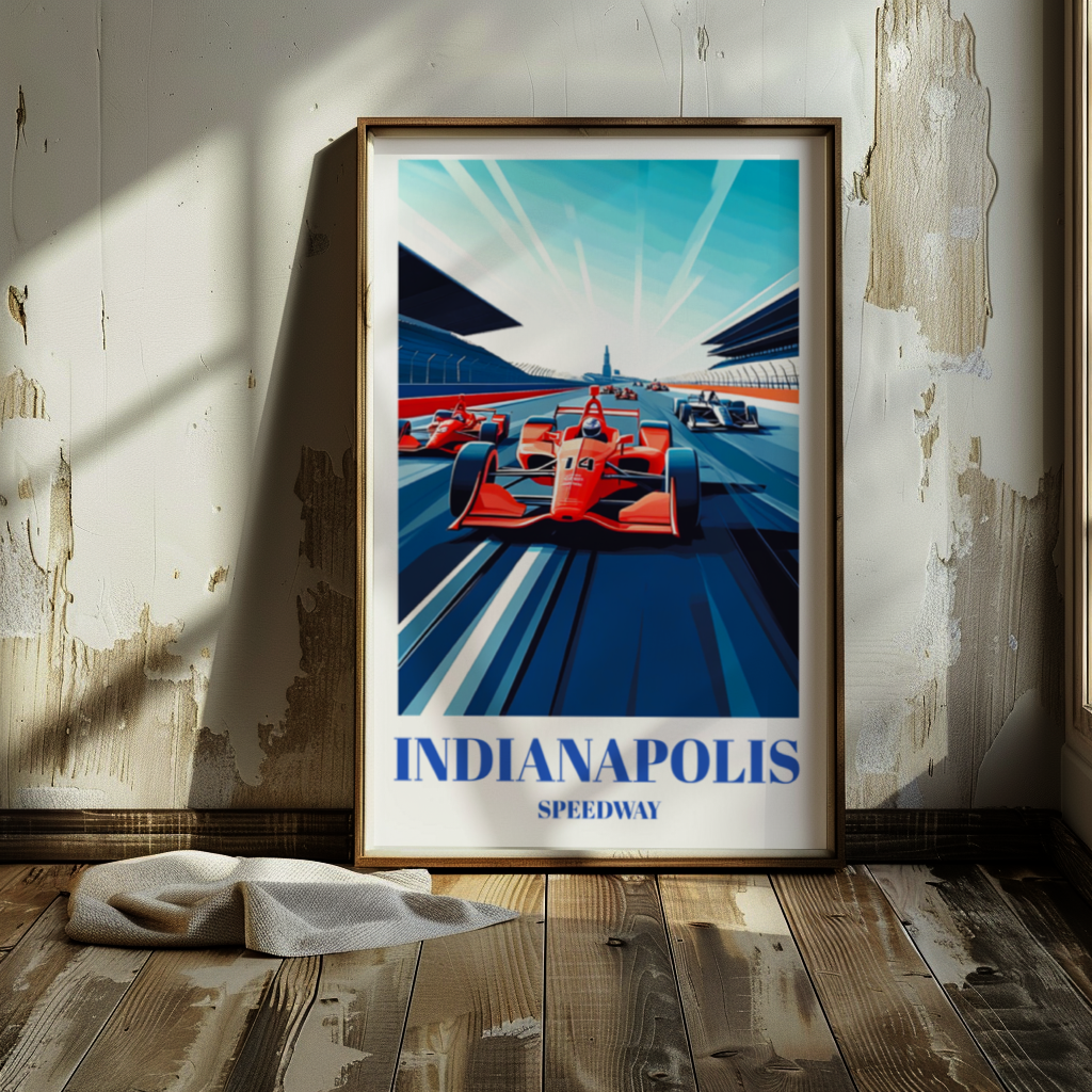 Indianapolis 500 Raceway Travel Poster, Indy Race Track Wall Art