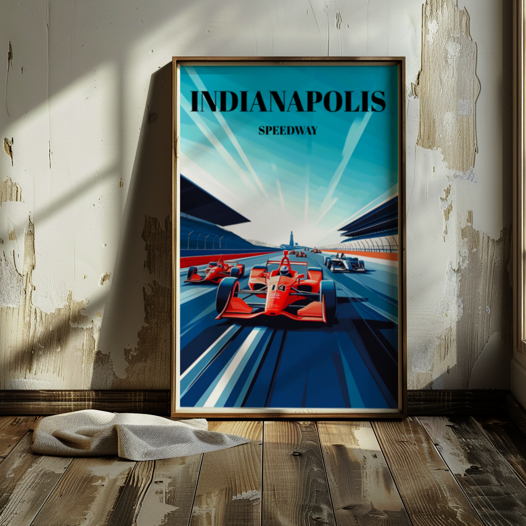 Indy-500 Travel Poster, Indianapolis Motor Raceway Wall Art