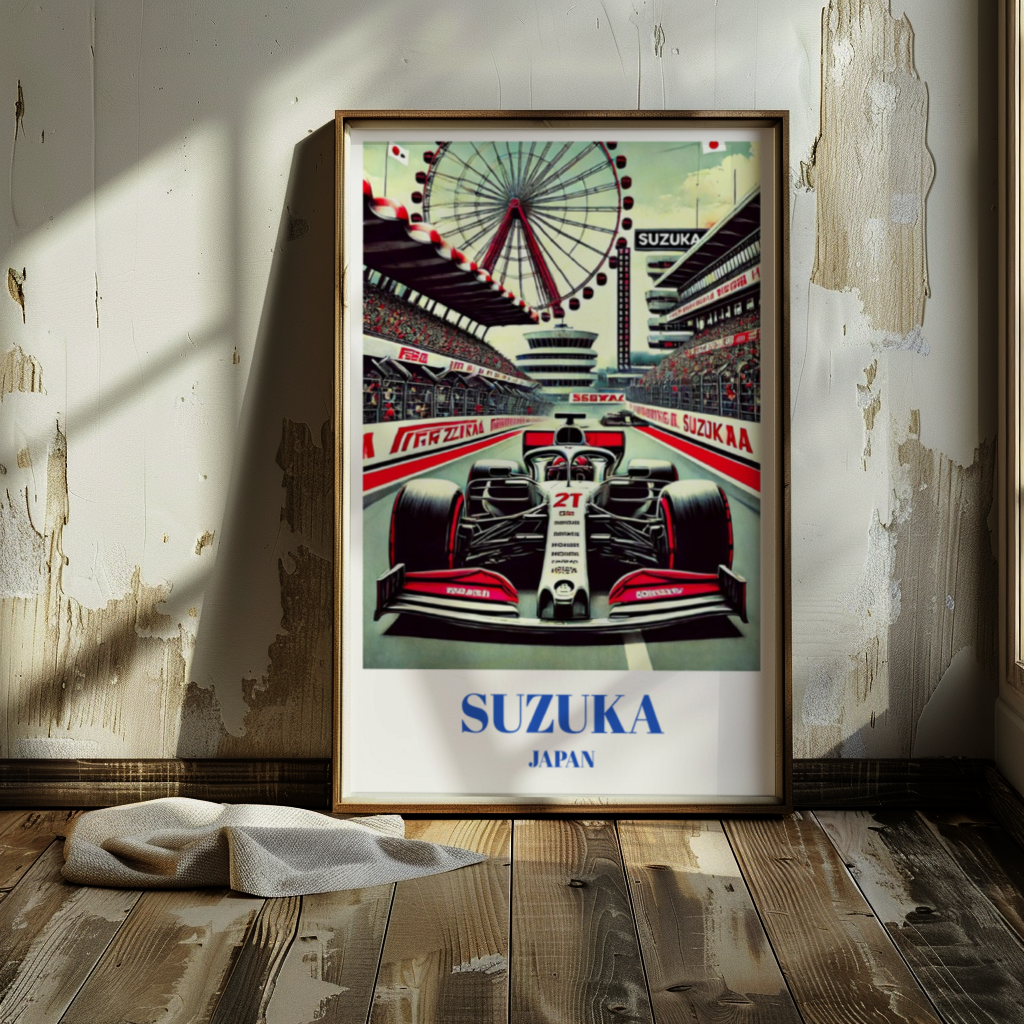 Japanese Grand Prix Travel Poster, Suzuka Circuit F1 Wall Art, Racing Decor