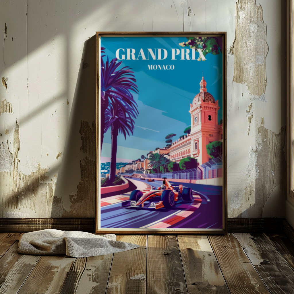 Exciting Grand Prix Monaco Travel Poster, Iconic Formula 1 Racing Art Print