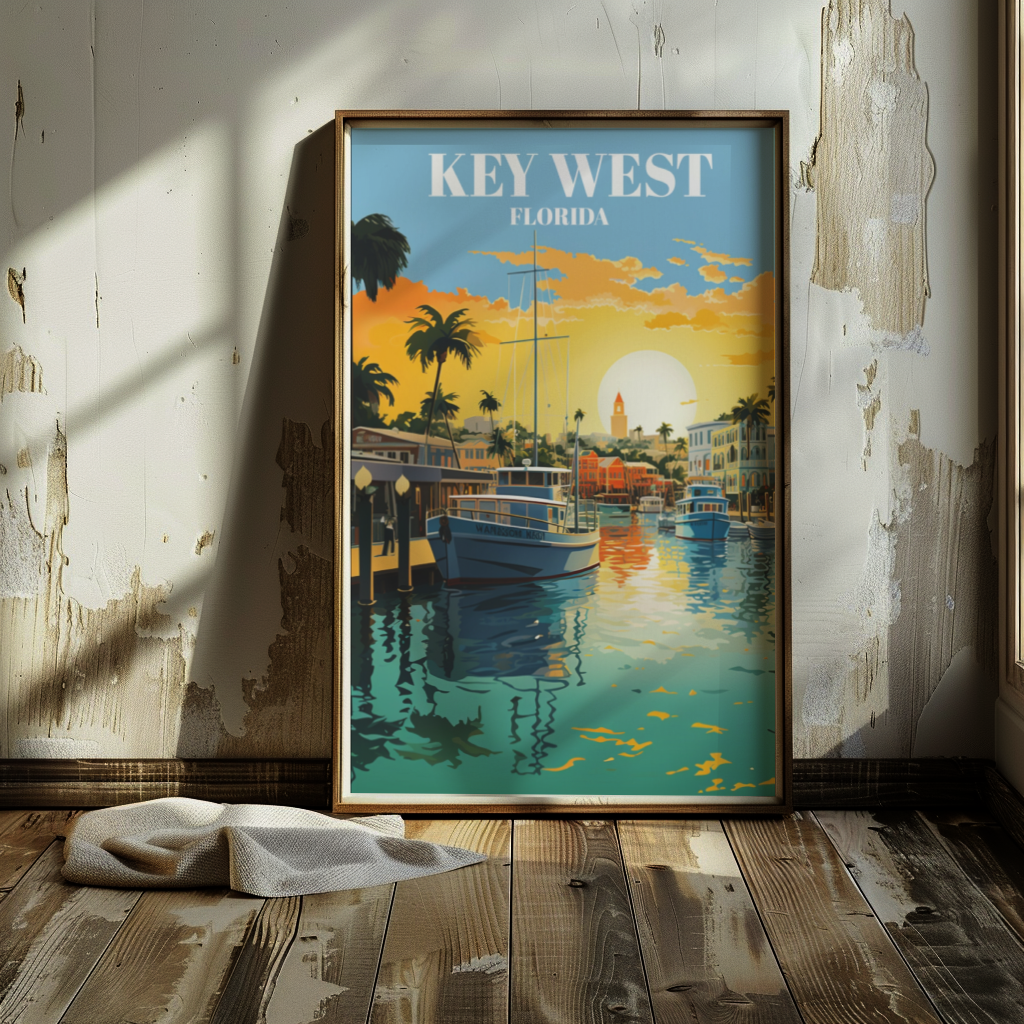 Key West Travel Print Wall Art, Key West Wall Travel Poster