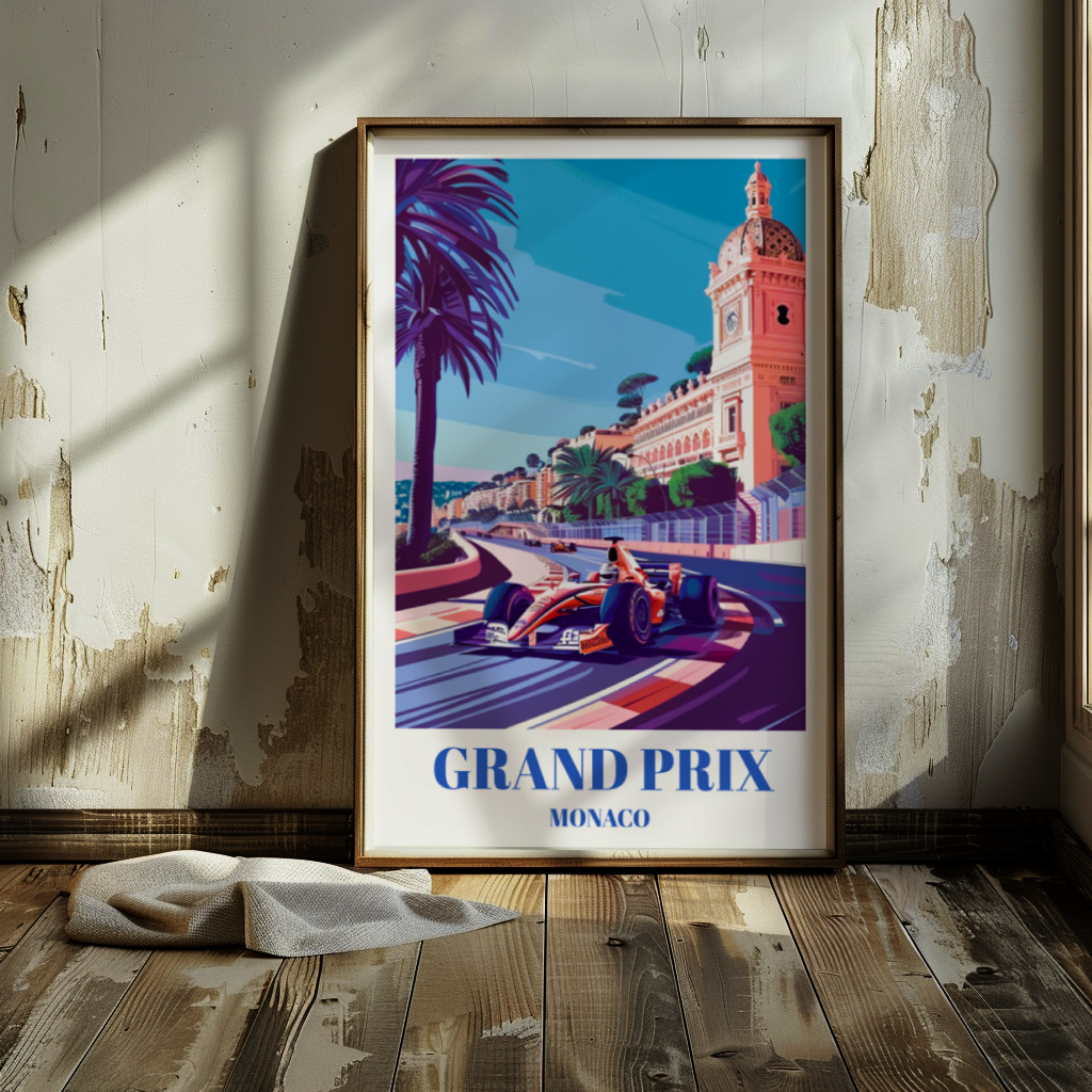 Grand Prix Monaco Travel Poster, Iconic Formula 1 Racing Art Print