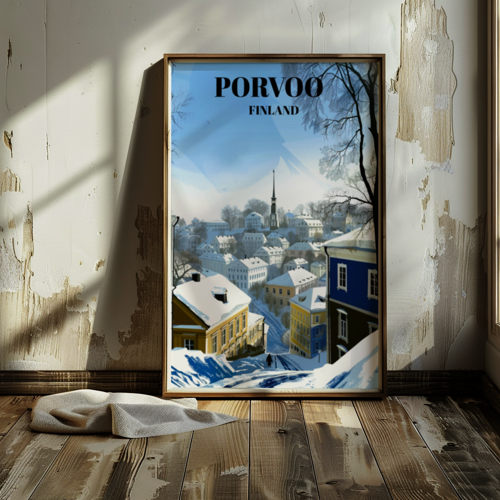 Porvoo, Finland, Charming Travel Poster Featuring Old Town