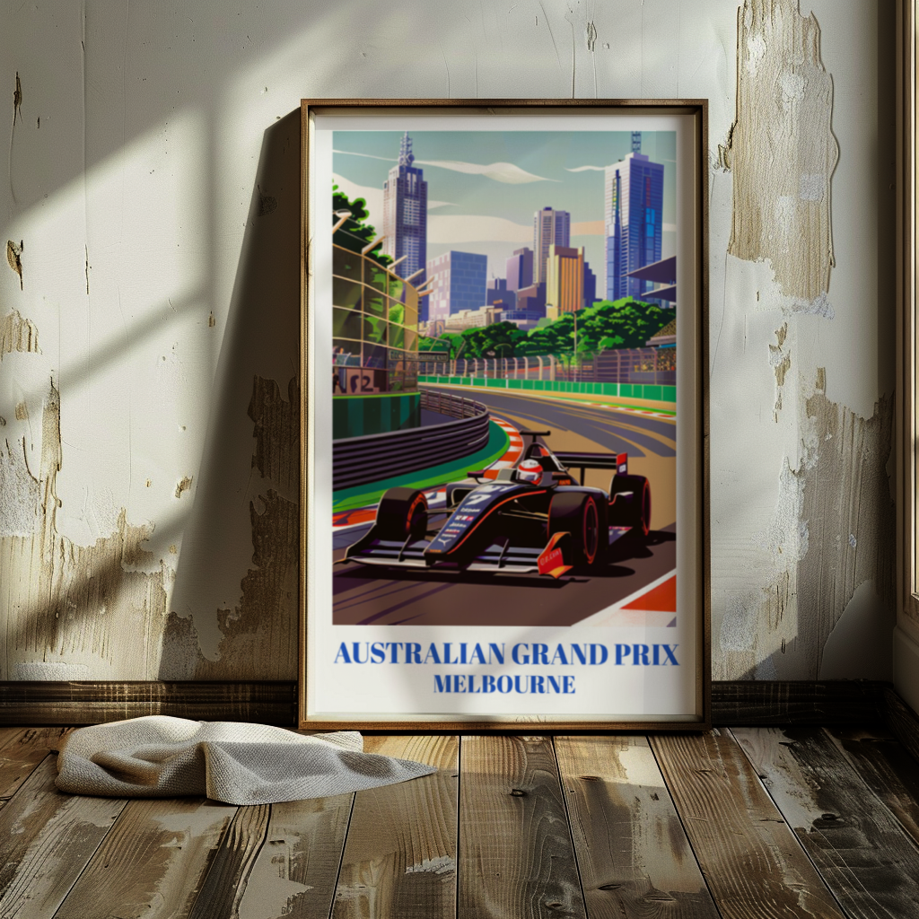 Australian Grand Prix Melbourne Travel Poster, Formula 1 Wall Art Print