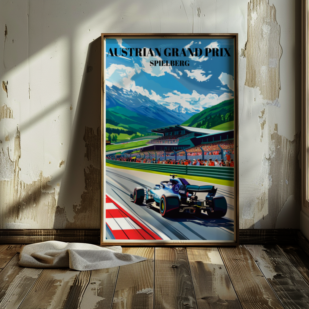 Austrian Grand Prix Spielberg Travel Poster, Formula 1 Racing Circuit Art Print