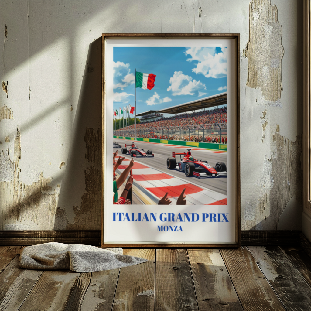 Monza Italian Grand Prix Travel Poster, Formula 1 Racing Wall Art