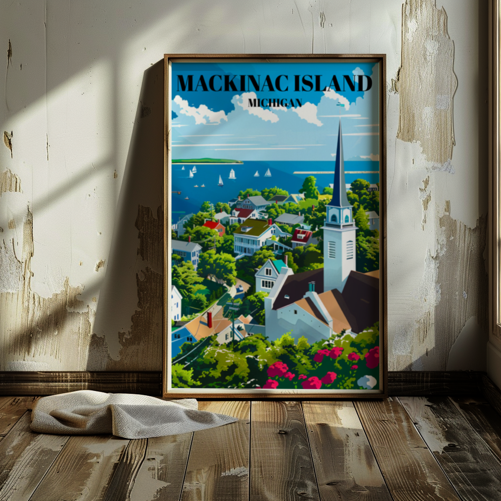 Mackinac Island Michigan Travel Poster - Mackinac Island Wall Art Print