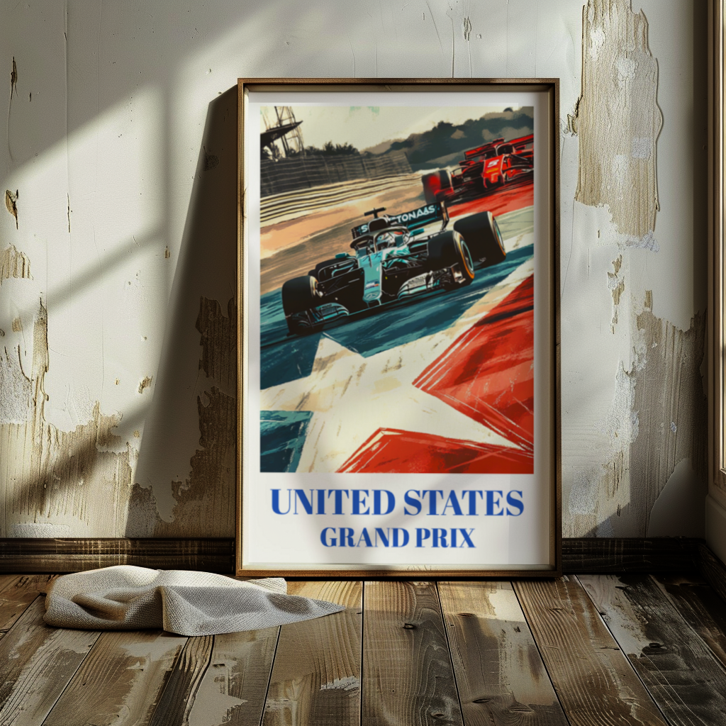 Grand Prix United States Travel Poster, Austin TX F1 Circuit of the Americas Art Print