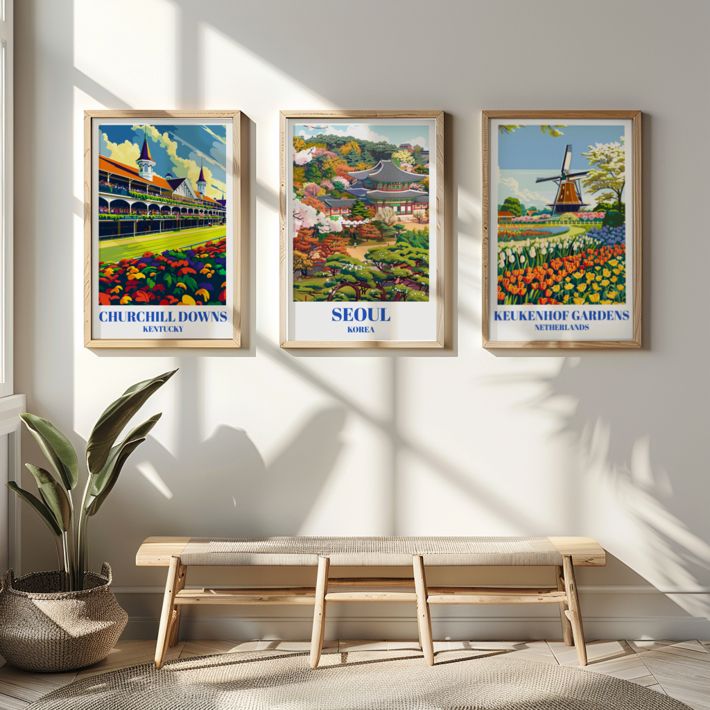 Travel Poster Changdeokgung Palace and Huwon Secret Garden in Seoul, South Korea.