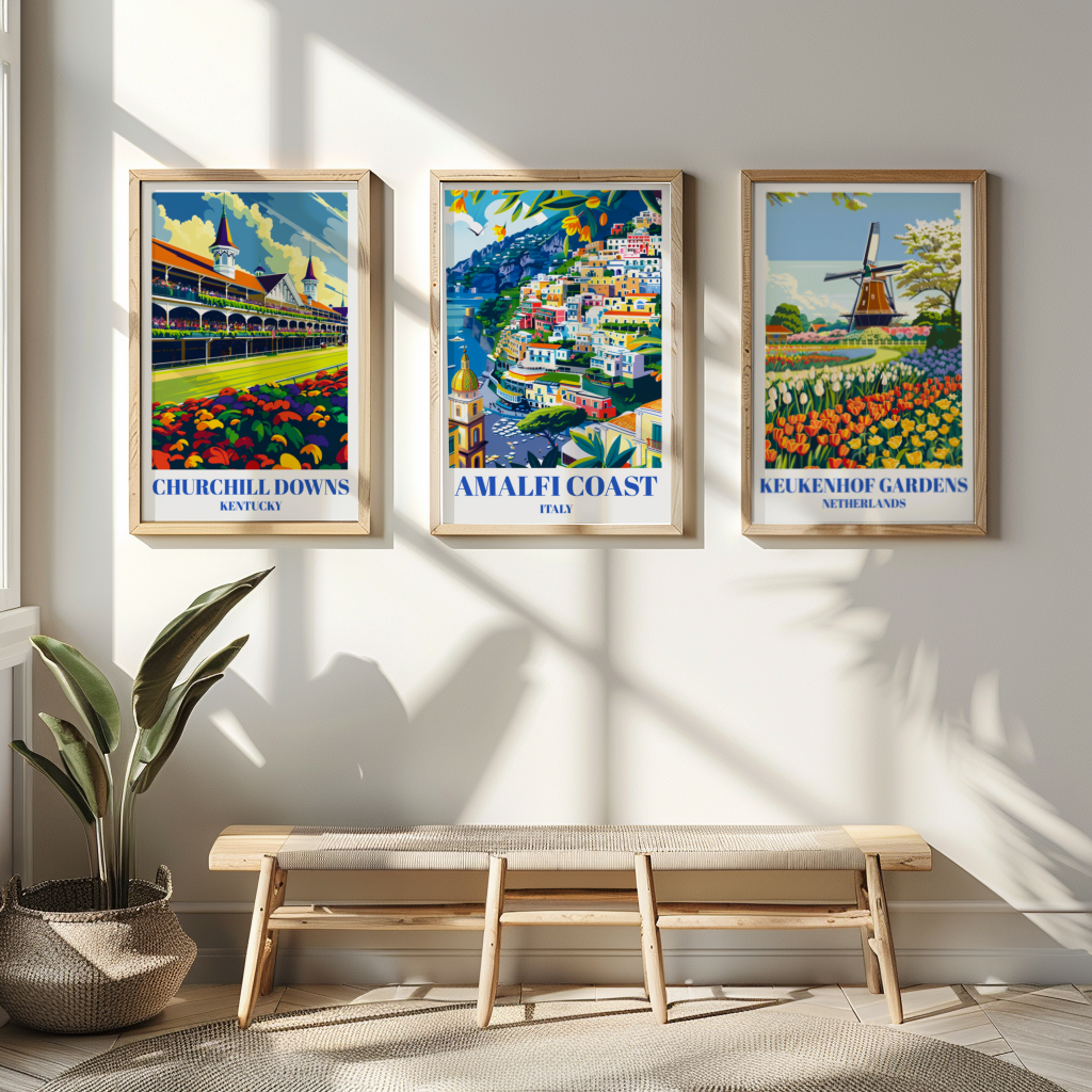 Amalfi Coast Italy Travel Poster, Coastal Landscape Wall Art