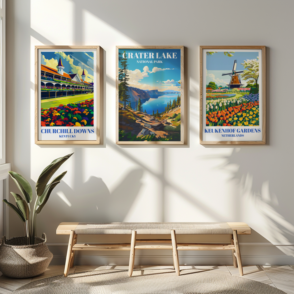 Crater Lake National Park Travel Poster: Scenic Landscape Art Print