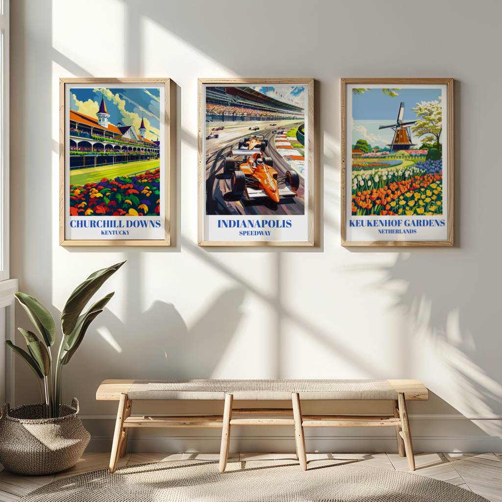 Indianapolis Racetrack Travel Poster. Indy 500 Wall Art, Indianapolis Speedway