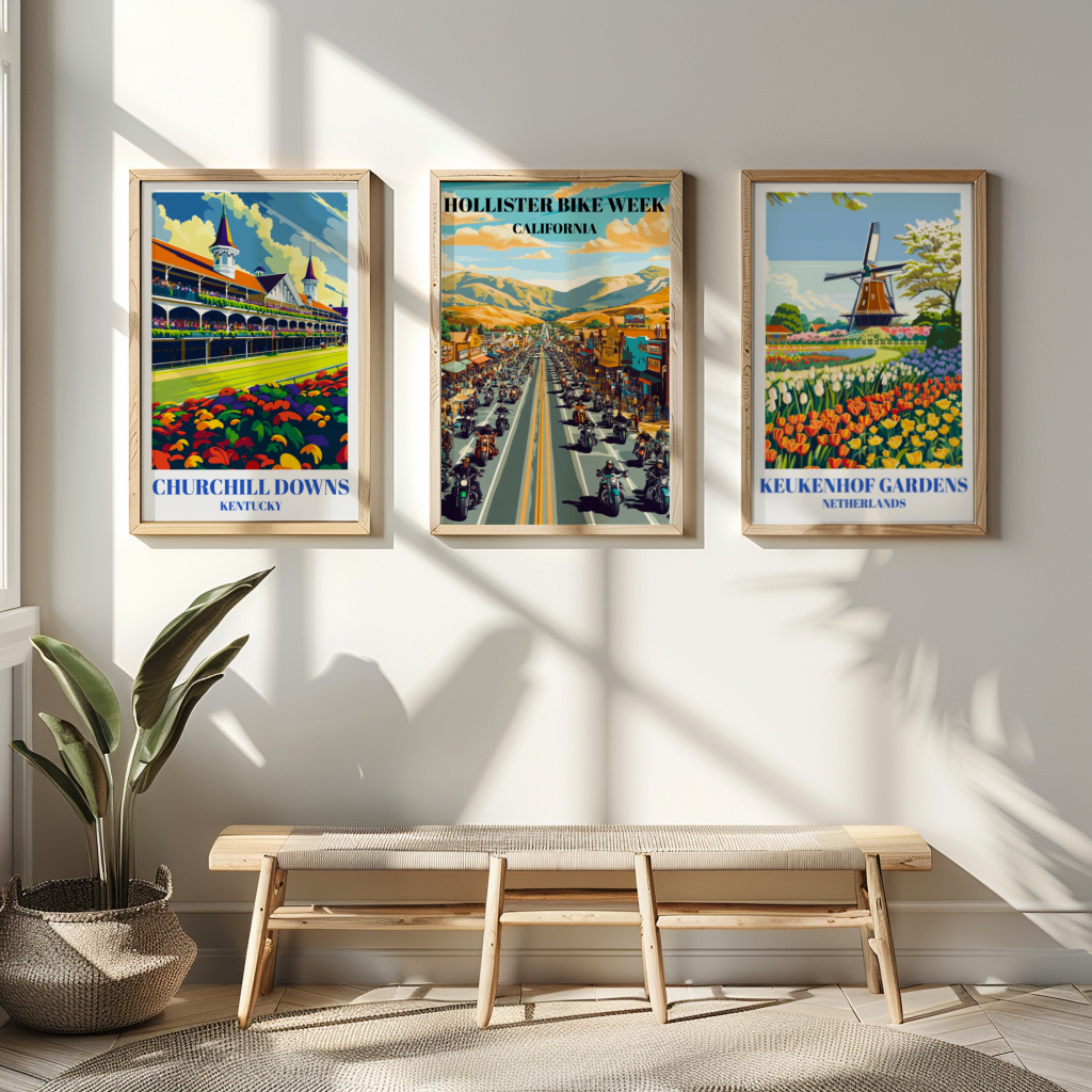 Hollister California Bike Week Travel Poster, Motorcycle Rally Wall Art, Biker Event