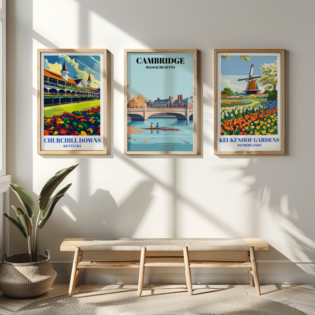 Cambridge Massachusetts Travel Poster, Harvard University Wall Art