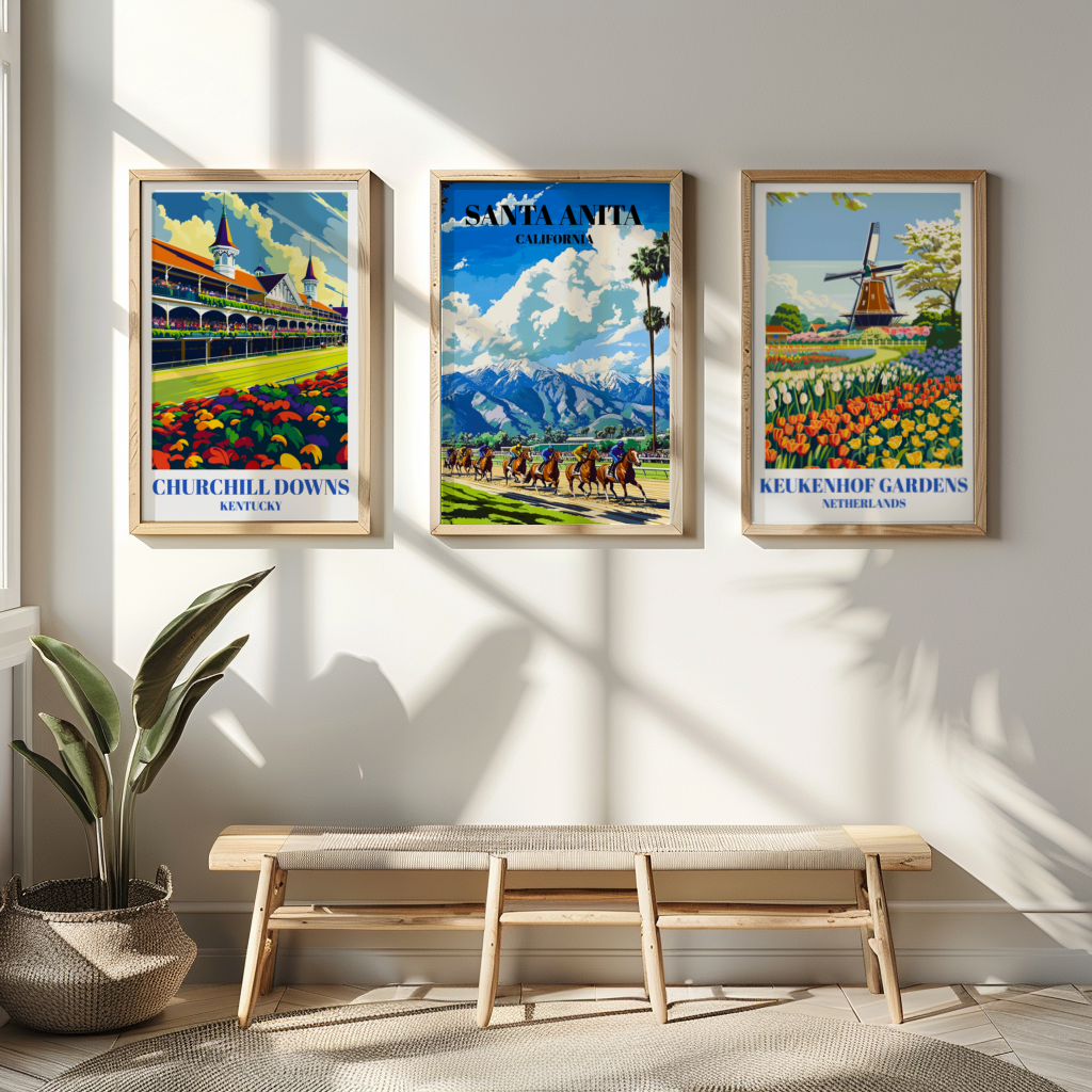 Santa Anita Park Travel Poster - Equestrian Horse Racing Art Print