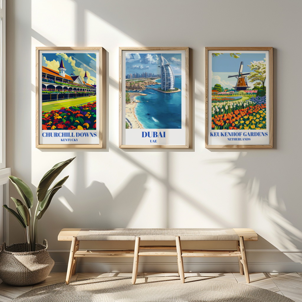 Dubai Travel Poster, Modern Wall Art of UAE Skyline