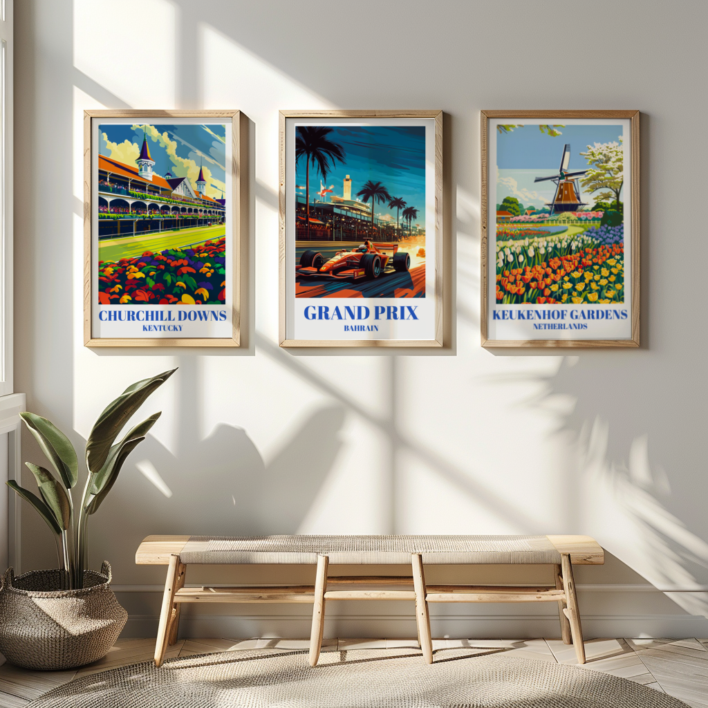 Bahrain Grand Prix Travel Poster, Sakhir Circuit Formula 1 Art Print