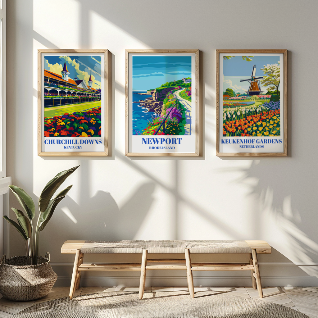 Newport Rhode Island Travel Poster: Cliff Walk Coastal Landscape